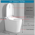 thumbnail image 4 of Winzo 23" Compact Smart Toilet with Bidet Seat Built-in For Small Bathroom, Auto Flush, LED Night Light,Heated Bidet with Warm Air Drying (White with White panel), 4 of 6