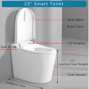 Winzo 23 Compact Smart Toilet with Bidet Seat Built-in For Small Bathroom, Auto Flush, LED Night Light,Heated Bidet with Warm Air Drying (White with White panel)