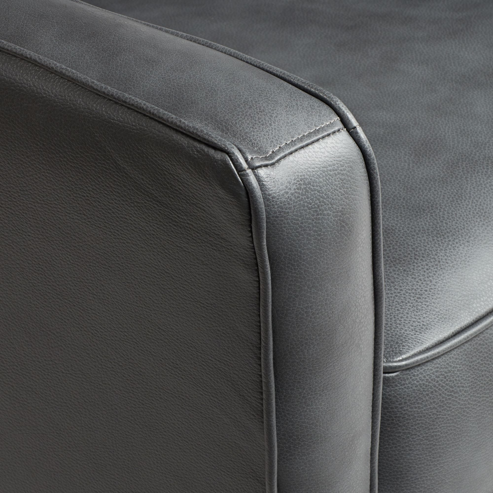 Elm Lane Livorno Gray Genuine Leather Recliner Chair Modern Armchair Comfortable Push Manual Reclining Footrest Tufted for Bedroom Living Room Reading