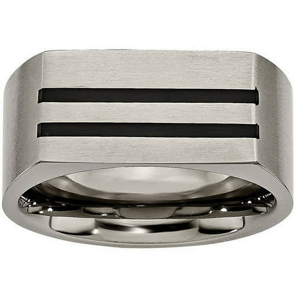 Primal Steel Titanium 10mm Black Enamel Stripes Brushed Band