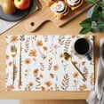 thumbnail image 2 of Brown Spring Floral Placemats Set of 12, Flowers Botanical Elegant Pastoral Placemats for Dining Table, Place Mats for Kitchen Tabletop, Waterproof Wipeable Dining Table Mats Set, 2 of 9
