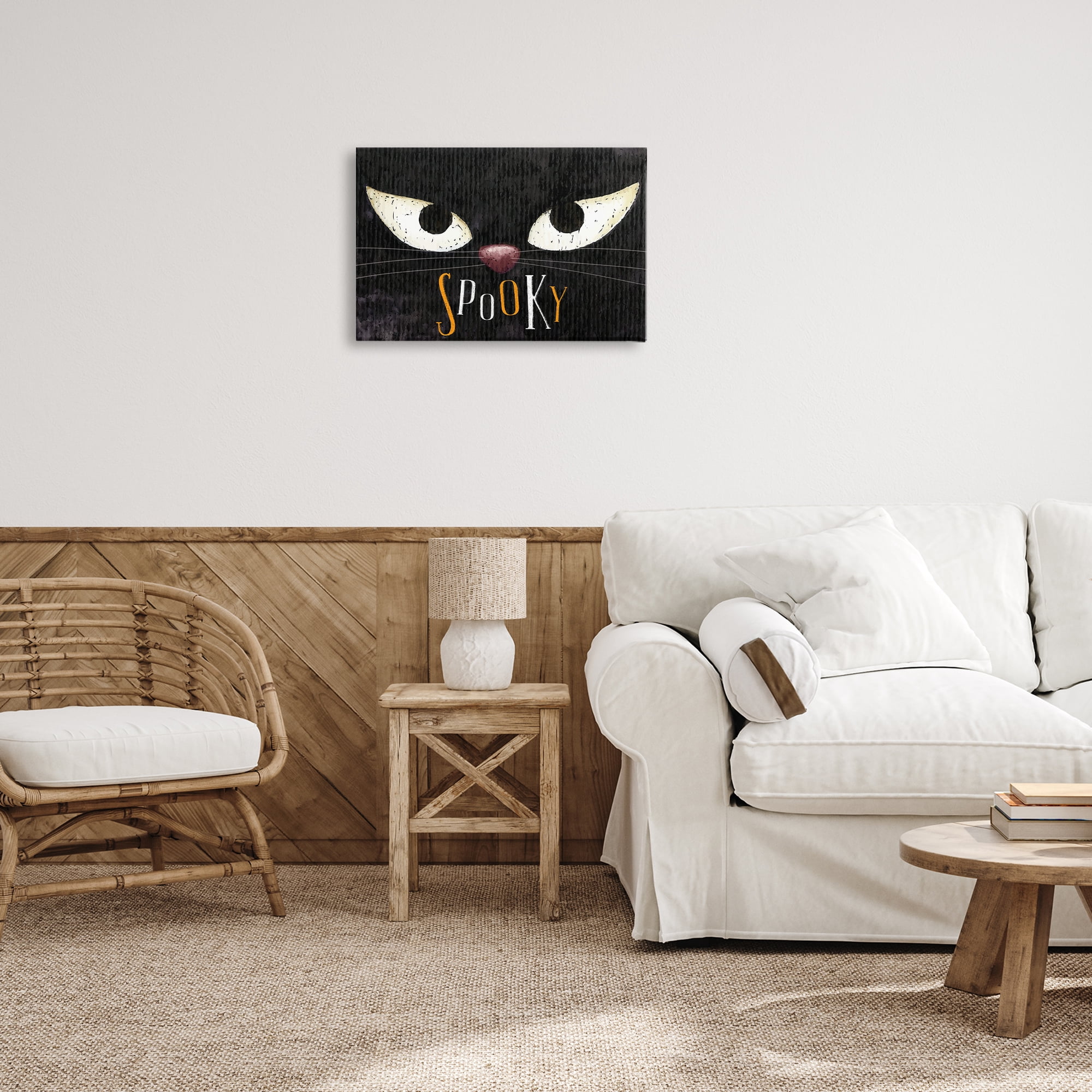 Stupell Industries Spooky Cat Eyes Animals Painting Wrapped Canvas Art Print Wall Art, 24 x 16