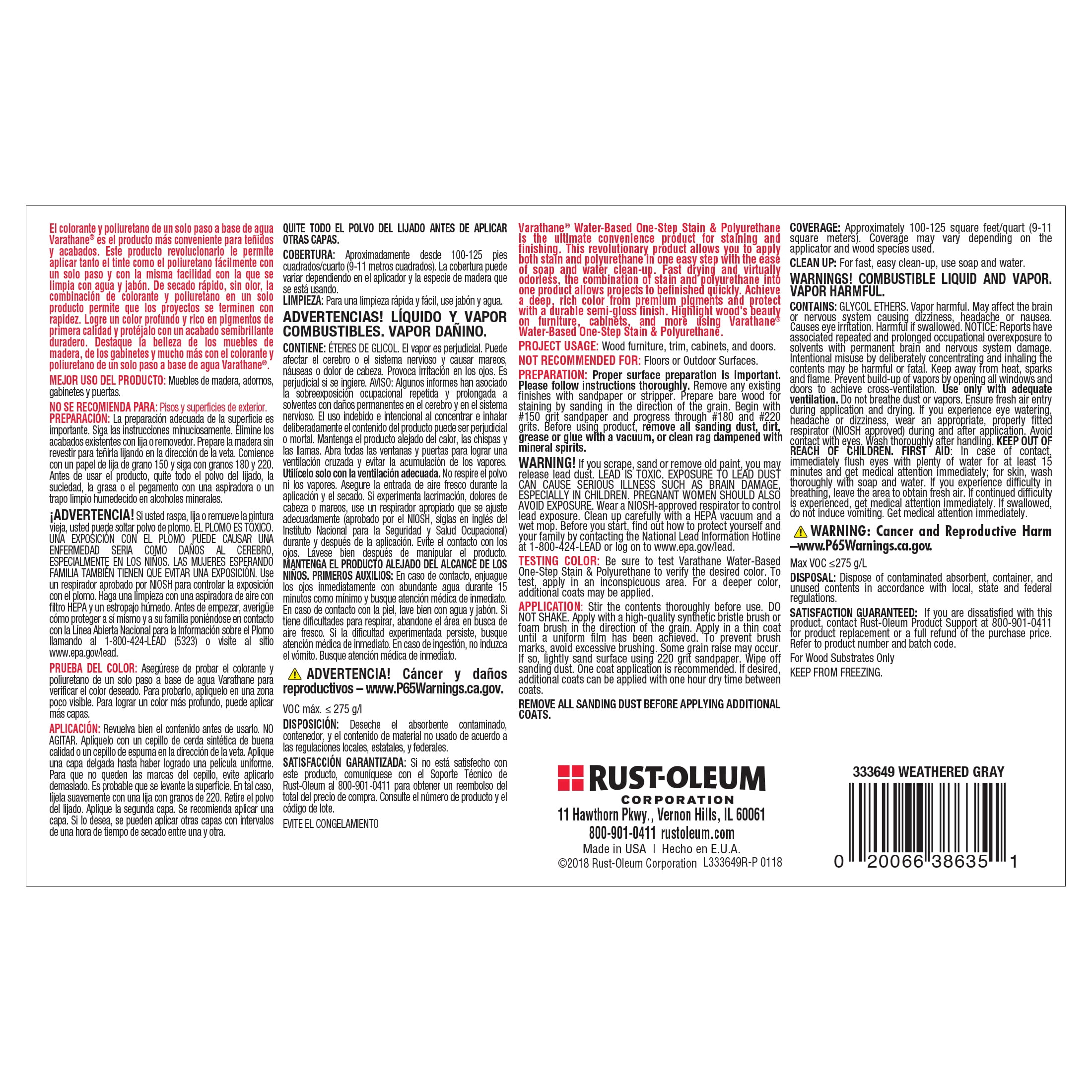 2 Pack, Weathered Gray, Varathane Stain + Polyurethane, Semi-Gloss -333649, Quart
