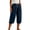 Navy, variant on Lmueinov Women's 100% Cotton Drawstring Elastic Waist Capri Wide Leg Pants, Loose Casual Rolled Hem Cropped Trousers with Pockets S-2XL