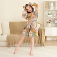 thumbnail image 3 of FORMRS Niños Bathrobe Unisex Hooded Robe Soft Plush Pajamas Sleepwear, Size 4-6T, Orange Cityscape Painting, 3 of 7