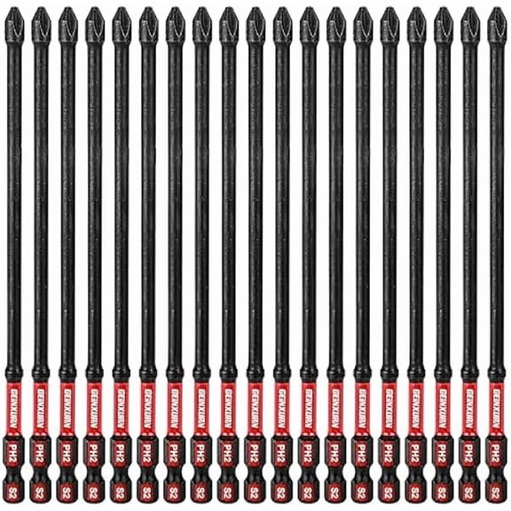 CJBImpact Tough #2 Phillips 6 in. D2 Steel Long Extension Insert Driver Bits,20Pack 1/4 Inch Hex Shank Long Cross Magnetic PH2 Screwdriver Bits Set