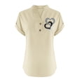 thumbnail image 4 of Anqov T Shirts for Women, Solid Color V Neck Collar Button Short Sleeve Loose Tops with Front Print, Daily Fashion Casual Summer Beach Breathable Shirts, 4 of 4