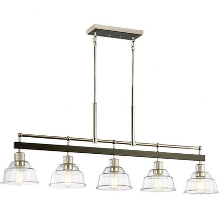 

5 Light Linear Chandelier in Vintage Industrial Style-19 inches Tall and 8 inches Wide-Polished Nickel Finish Bailey Street Home 147-Bel-4435986