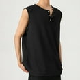 thumbnail image 5 of BXINGOHAI Sleeveless Beach Shirts for Men Summer Casual Tank Top Button Down Henley T-Shirts Black,L, 5 of 6