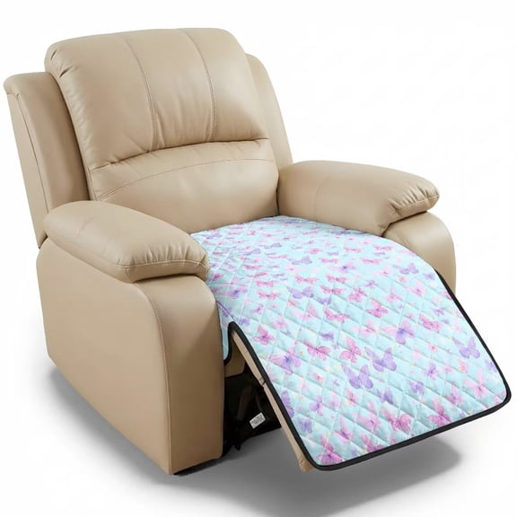 ZIATUBLES Pastel Butterfly Print Recliner Chair Slipcover, Anti-Slip Washable Furniture Protector for Reclining Couch Seat Cushion, Pet Dog Cat Friendly Living Room Decor Accessory