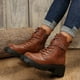 thumbnail image 3 of NECHOLOGY Botas Mujer Adulto Femenino Zapatos Botines para mujer Botas Mujer/Invierno Botas De Moto Estilo Británico Suela Gruesa Hebilla De Cinturón Botas Retro Botas Grandes (Brown, 9), 3 of 7