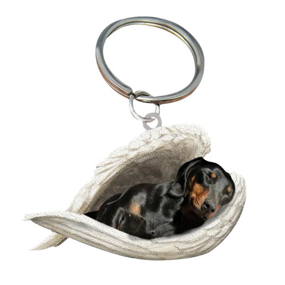 Angel Acrylic Pendant - German Shepherd Keychain Black and Tan for Accessories