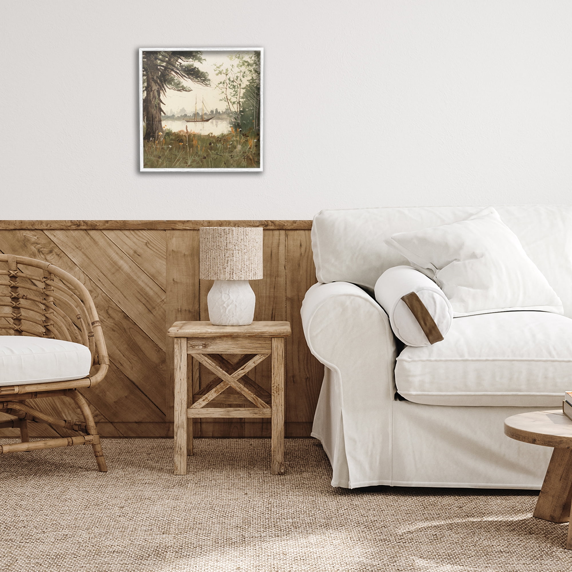 Stupell Industries Boating View Through Trees White Framed Giclee Art, design by Lula Bijoux & co.