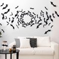 thumbnail image 4 of 12pcs Halloween 3d Bats Decoration, 4 Different Sizes Realistic Pvc Scary Black Bat Sticker For Home Decor, 4 of 5