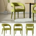 thumbnail image 3 of Dayalane Modern Upholstered Dining Chairs Set of 6, Velvet Barrel Accent Chairs with Open Back and Arms, Comfy Kitchen & Dining Room Chairs with Wood Legs for Living Room/Bedroom,Green, 3 of 9