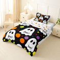 thumbnail image 2 of Feelyou Cute Ghost Boo Twin Comforter Sets, Watercolor Polka Dot Bedding Set, Black White, Halloween Reversible, 2-Piece, 1 Comforter and 2 Pillowcases, 2 of 7