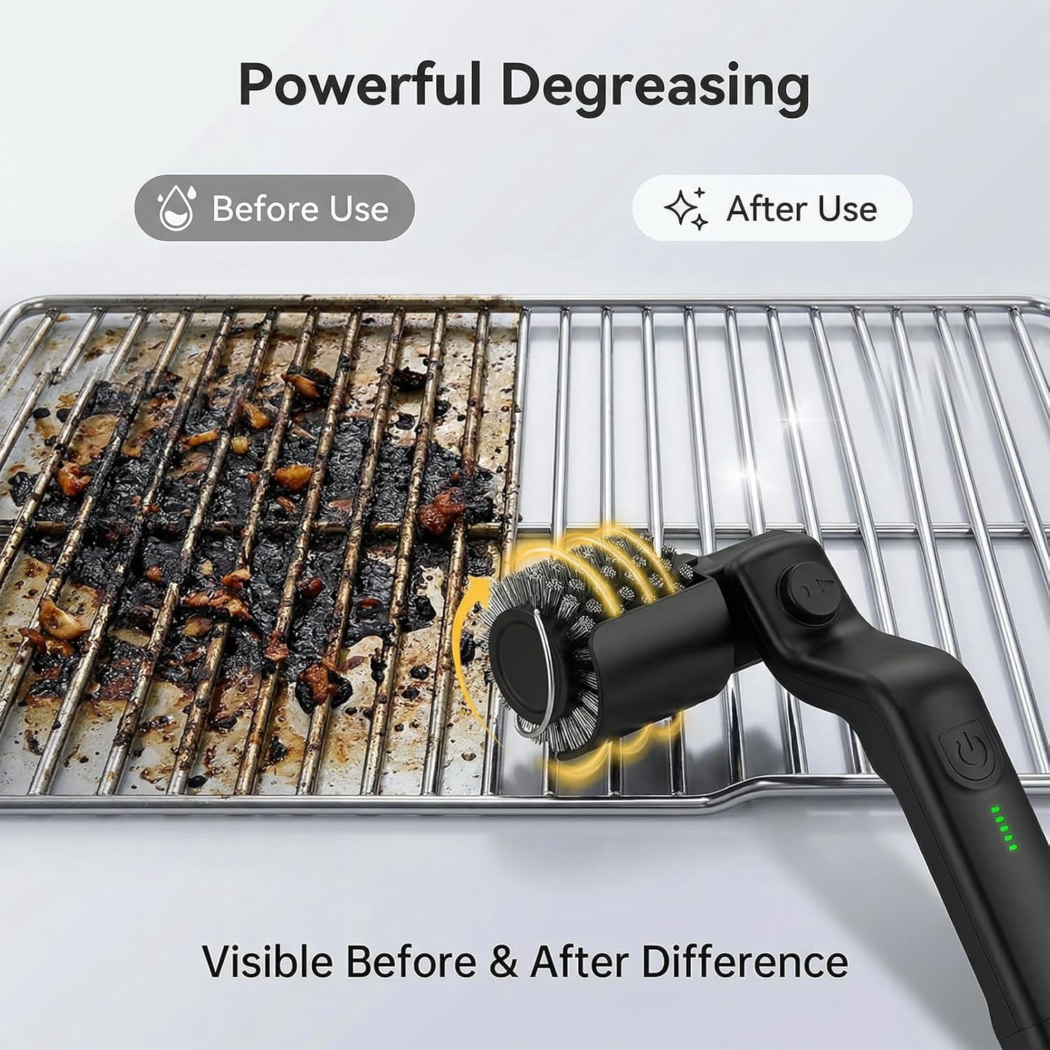 Cordless Electric Grill Brush Cleaner, Motorized Bbq Scrubber for Outdoor Grilling Cleaning, 7-Angle Adjustable Head with 3 Speeds
