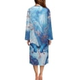 thumbnail image 2 of Yuyamidu Blue Maple Print Long Bath Robe for Women Butterfly Zipper Front Bathrobes Novelty Mid-Length Night Robe Size L Soft Zip Nightgowns Ladies Pajama House Coat, 2 of 7