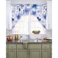 thumbnail image 2 of Blue Purple Swag Valance and Tier Curtains Set Pansy Flowers Abstract Watercolor Ombre Petals Kitchen Curtains 3 Piece Set Rod Pocket Panels for Bedroom Cafe 56x36 inch, 2 of 6