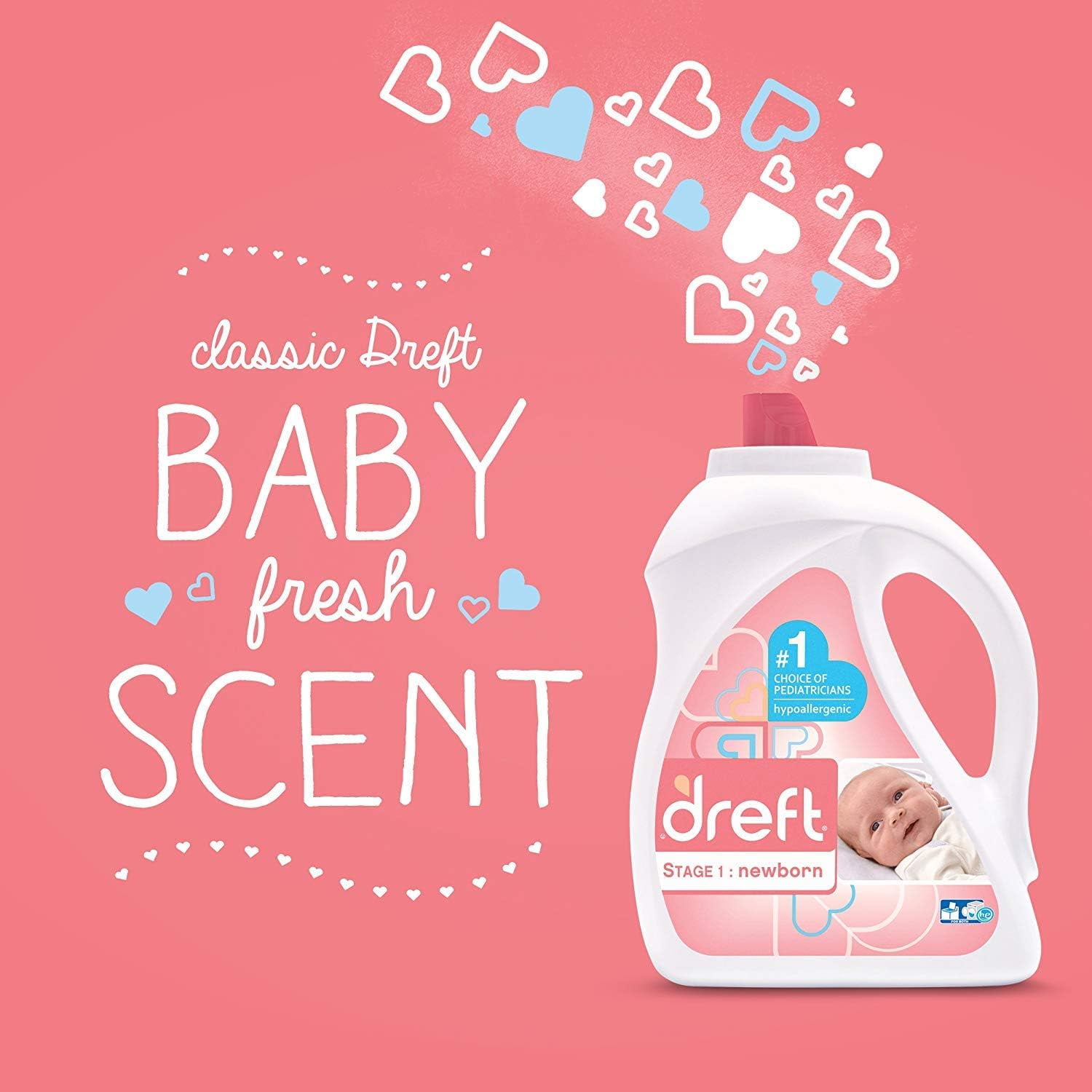 Dreft Loads of Joy Baby Gift Set with Laundry Detergent and Stain Remover, Infant Essentials, 16 Loads, 8 Pieces