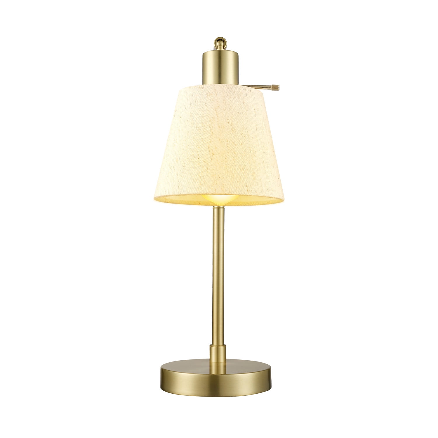Globe Electric 16" Matte Brass Desk Lamp with White Linen Shade, Modern Style, 91006814