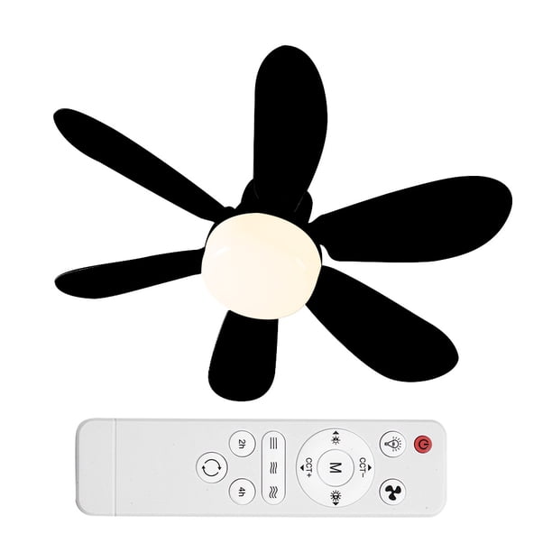 Mini Ventilador Techo LED Lámpara Silenciosa E27 Regulable para Sala Estar Y