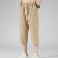 thumbnail image 2 of JTieacloth Mens Casual Linen Pants Men's Casual Sporty Capri Pants For Everyday Wear Yellow, 2 of 6