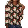 thumbnail image 2 of Frostluinai Christmas Shirts for Women Long Sleeve Crwe Neck Xams Tops Funny Santa Graphic T Shirts Vintage Holiday Plus Size Pullover, 2 of 4