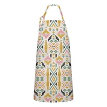 Multicolor Ethnic Geometric Pattern Apron-Garden Aprons for Women with Pockets-Cotton Linen Waterproof Kitchen Cooking Gardening Aprons Adjustable for Kitchen,Cooking,BBQ and Salon 33x27 Inch