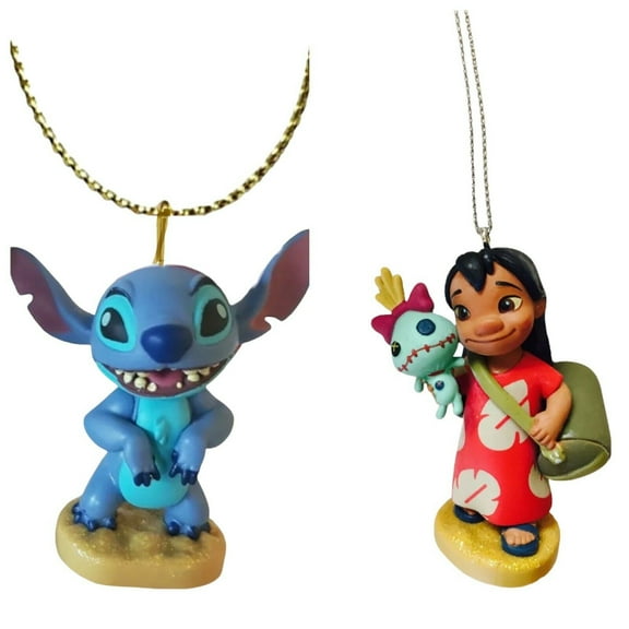 Stitch Alien Dog & LILO Girl Ornament Set 3” Pvc Figure Figurine Holiday Charm
