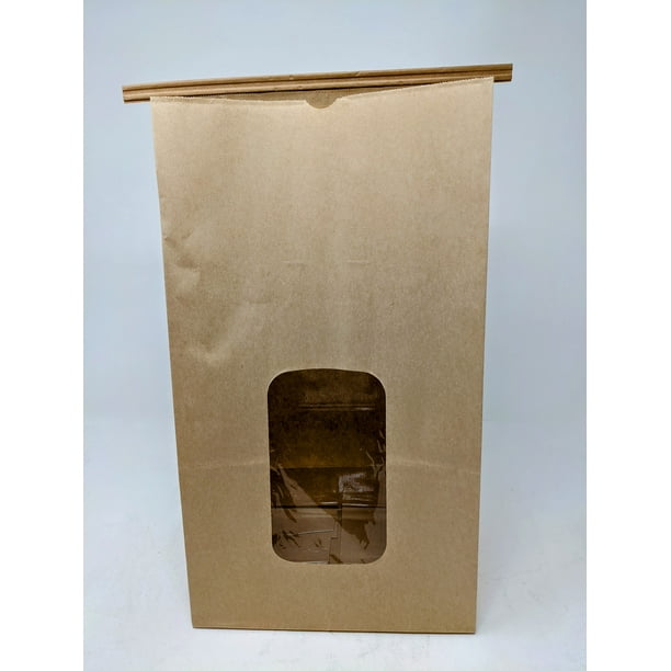 Brown Paper Goods 1915PLT Window Chip Bag w/ Tin Ties, 8.25" x 5.25" x