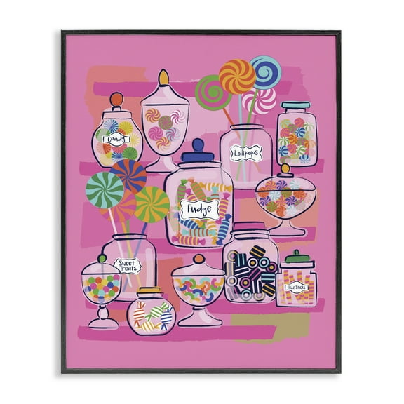 Stupell Industries Bright Candy Jars Food & Beverage Painting Black Framed Art Print Wall Art, 11 x 14