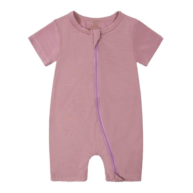 MIASHUI Baby Short Sleeve Rompers Girls Boys Zipper Jumpsuit Pajamas,Purple,0-3 Months