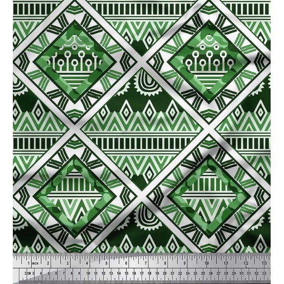 Soimoi Cotton Voile Fabric Argyle Geometric Print Sewing Fabric Yard 42 Inch Wide