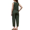 thumbnail image 3 of INSPIRE CHIC Gingham Pants Set for Women's 2 Piece Outfits Sleeveless Crop Top and Lounge Wide Leg Pants 2XL Army Green, 3 of 6