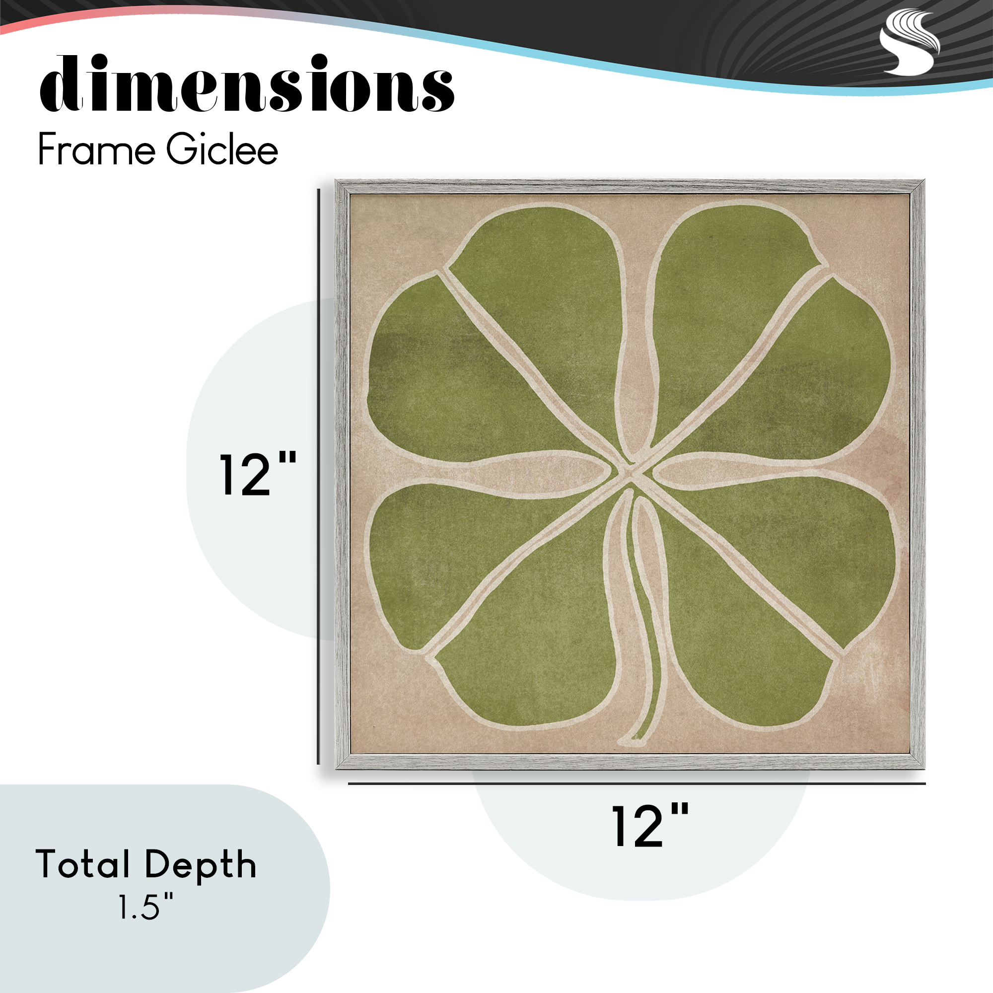 Neutral Symmetrical Clover Gray Framed Giclee Art, design by June Erica Vess