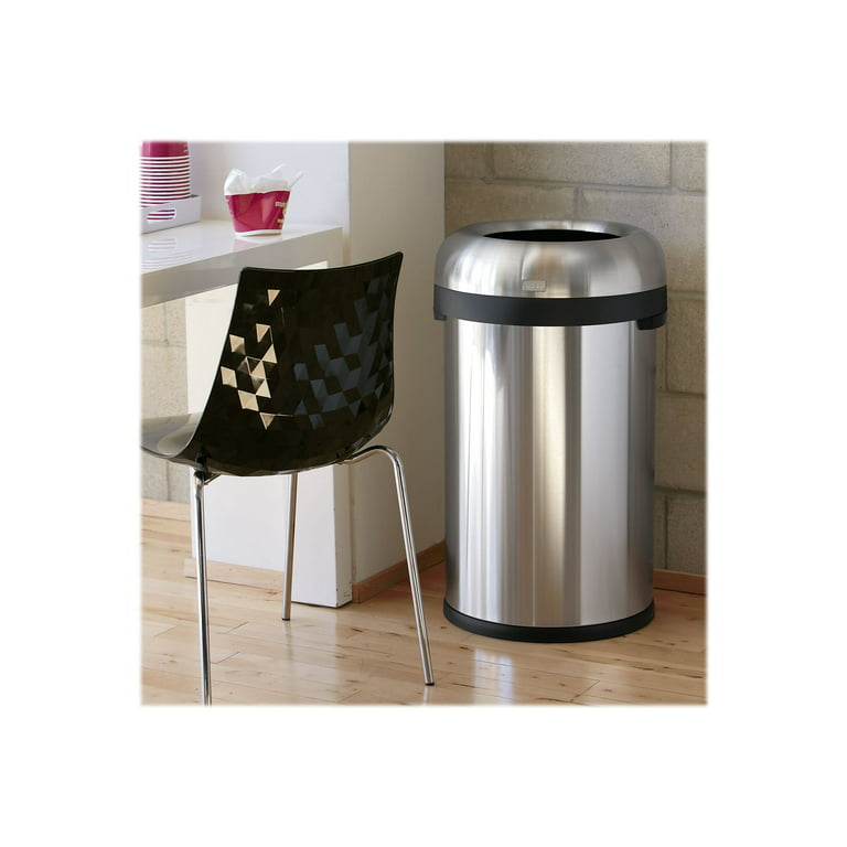 simplehuman 60 Liter / 16 Gallon Bullet Open Top Trash Can, Commercial  Grade Heavy Gauge, Brushed Stainless Steel