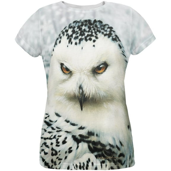 Snowy Owl of Winter All Over Womens T-Shirt - Large