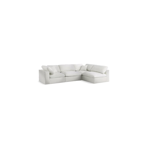 Meridian Furniture Serene Cream Linen Fabric Deluxe Modular Sectional