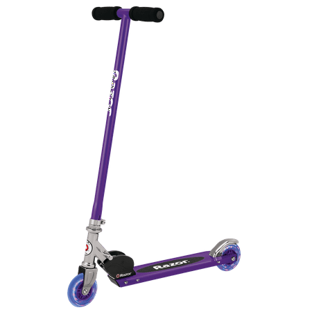 Razor S Folding Kick Scooter with Light-Up Wheels - Purple, Ages 5+ and Riders Up to 110 lbs