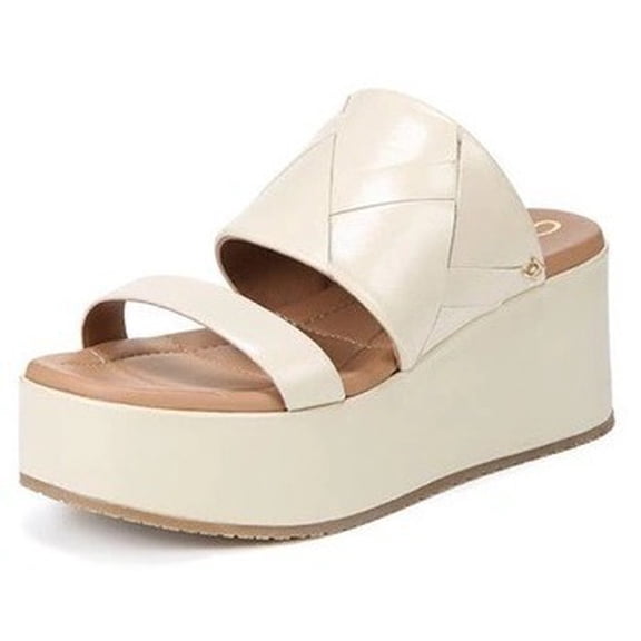 Sam Edelman Women's Sasha Wedge Heel Platforms Sandals Stone 9M