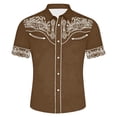 thumbnail image 5 of Mens Shirts Short Sleeve Retro Western Cowboy Graphic Button Down Lapel Casual Shirt Brown XXXL, 5 of 5