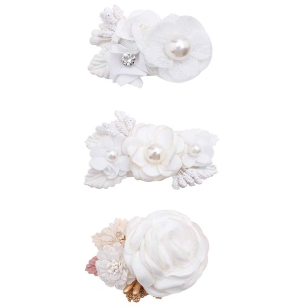 Juego de pinzas para el cabello OOSAKU con lazo floral, 3 piezas, para niñas