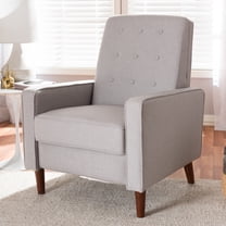Lounge Chair Recliner Modern Fabric Grey, Comfortable Push-Back Chair with Wood Legs