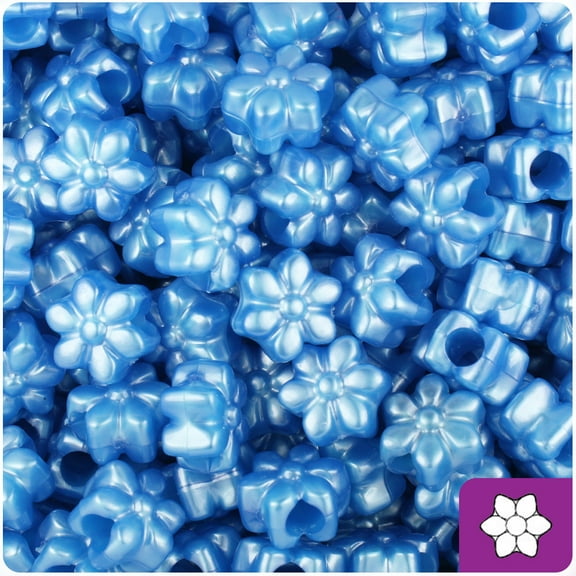 BeadTin Dark Blue Pearl 13mm Flower Pony Beads (250pcs)