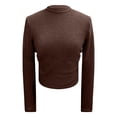 thumbnail image 6 of Women T Shirts Long Sleeve Crew Neck Slim Fit Basic Tees Business Casual Spring Outfits Cute Womens Tops Size M, 6 of 7