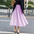 thumbnail image 6 of RYDCOT Womens Maxi Long A Line Skirt Casual Solid Color Elastic High Waist Flowy Gauze Ankle Skirts Purple, 6 of 7