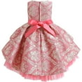 thumbnail image 2 of Flower Girls High Low Tulle Dress Sleeveless Jacquard Princess Birthday Wedding Gown for 2-8Y, 2 of 7