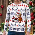 thumbnail image 2 of Chandail à Capuche Sans Capuche pour Hommes Hiver Chaud Col Rond Chandail Imprimé Flocon de Neige Père Noël Décontracté Confortable Doux, 2 of 4