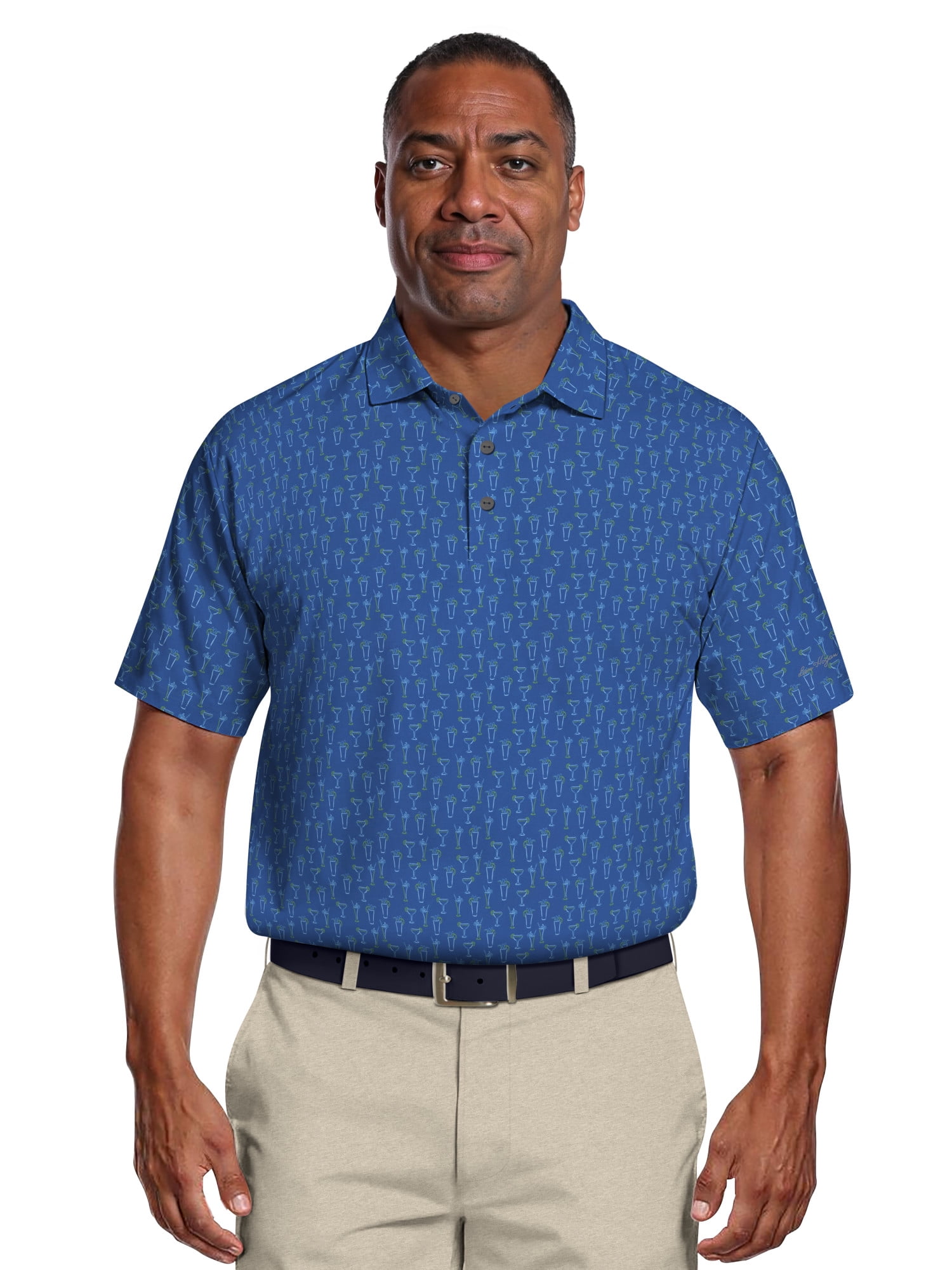 Ben Hogan Men's & Big Men's Performance Drink Conversational Short Sleeve Golf Polo Shirt, Sizes S-5XL
